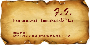 Ferenczei Immakuláta névjegykártya